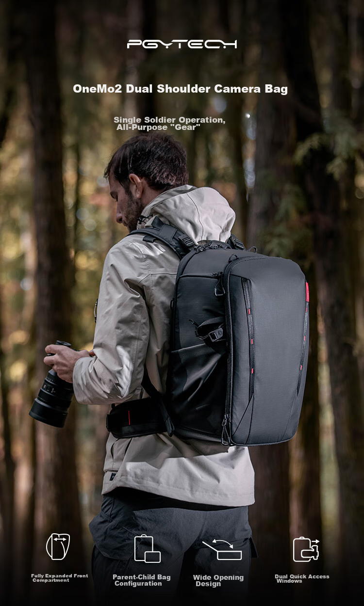 PGYTECH Dandelion Photography Bag OneMo2 DSLR Camera Backpack, Outdoor Hiking Travel Rucksack, Digital Bag, Stabilizer Professional Large Capacity Storage Bag, 35L (Deep Space Black) 1