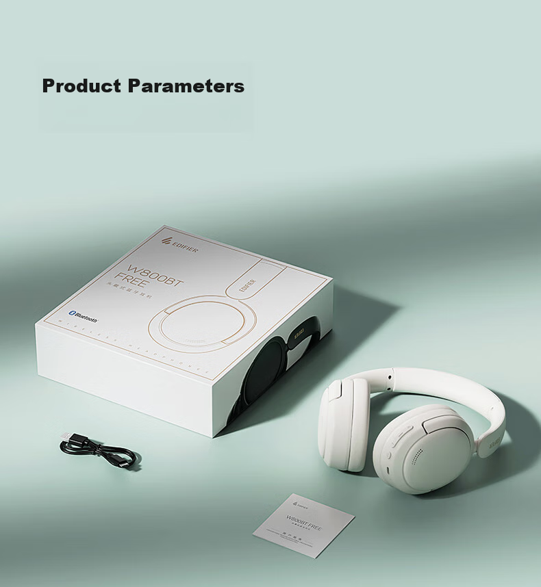 EDIFIER W800BT Free Over-Ear Bluetooth Headphones, 40H Ultra-Long Battery Life, Compatible with Phones And Computers, Suitable for Apple, Huawei, Xiaomi, Light Green, Graduation Gift 25