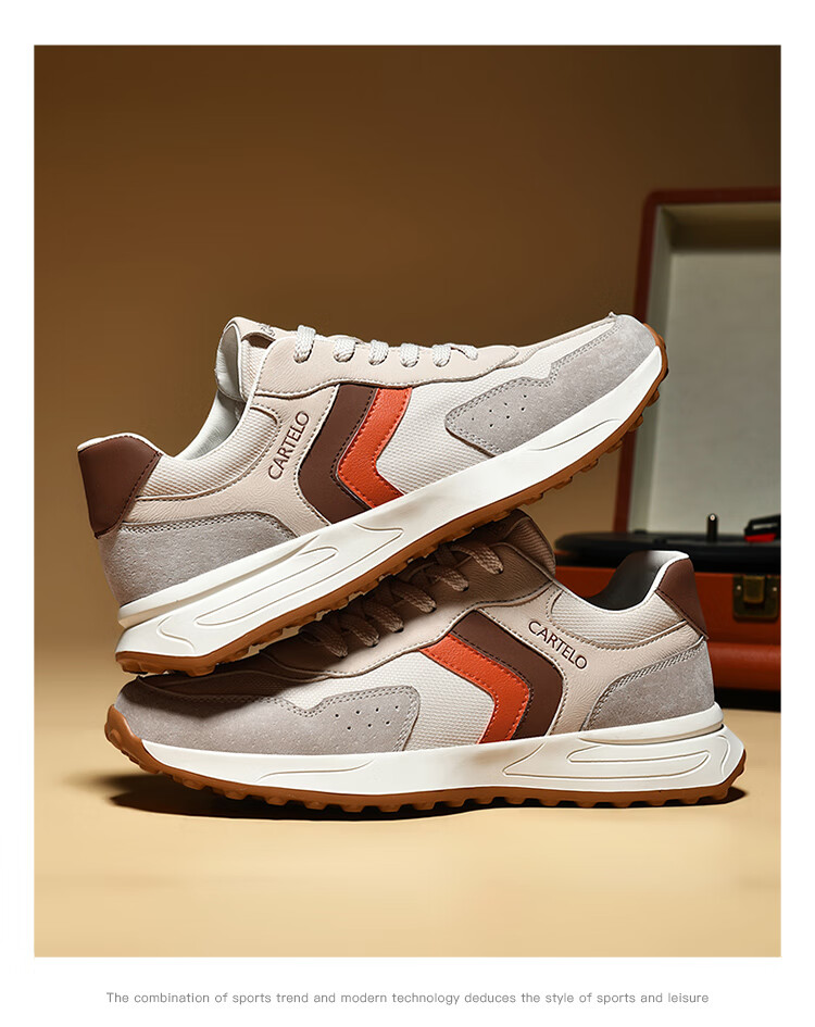 CARTELO Men's Casual Shoes, Breathable Trendy Versatile Travel Shoes, Men's Running Sneakers QH8038 White-Gray 41 6