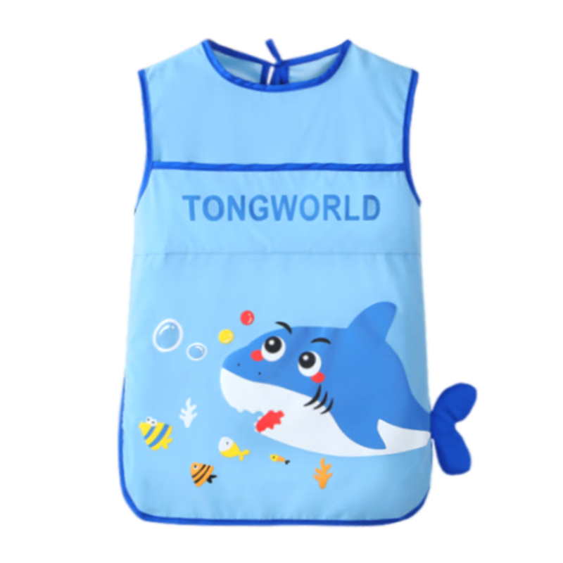 9I9 Baby Eating Smock, Summer Sleeveless Waterproof And Stain-Resistant, Infant And Child Bib, Painting Smock Apron A406 Shark