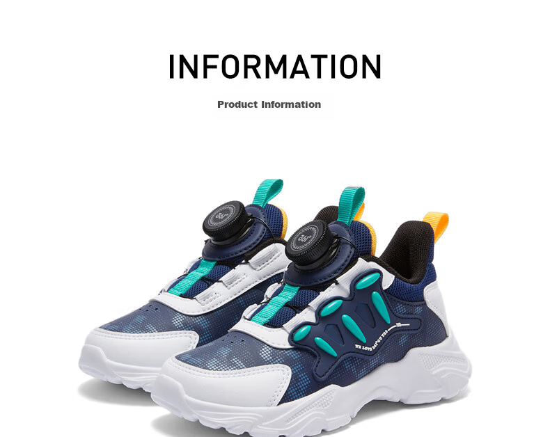 361° Children's Shoes, Kids' Sports Shoes, Winter Girls' Lightweight Leather Casual Shoes with Rotary Buckle, Blue, Size 32 40