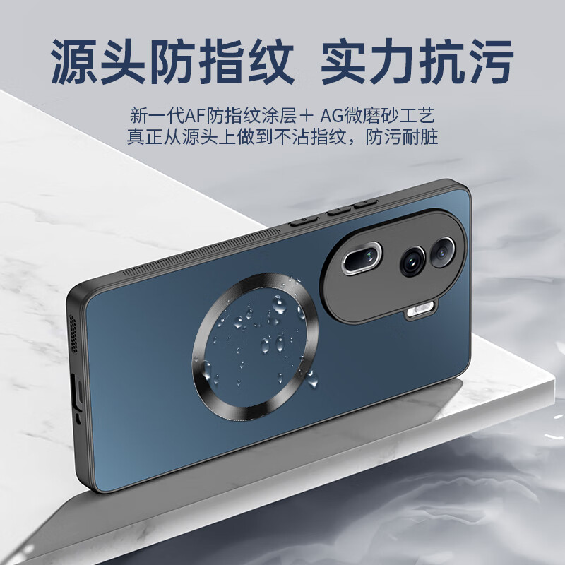Xingwu Compatible OPPO Reno16 Pro Case Full-Cover Lens Protection Magsafe Magnetic Ultra-Thin Transparent Matte Anti-Drop Anti-Fingerprint Black for Men and Women