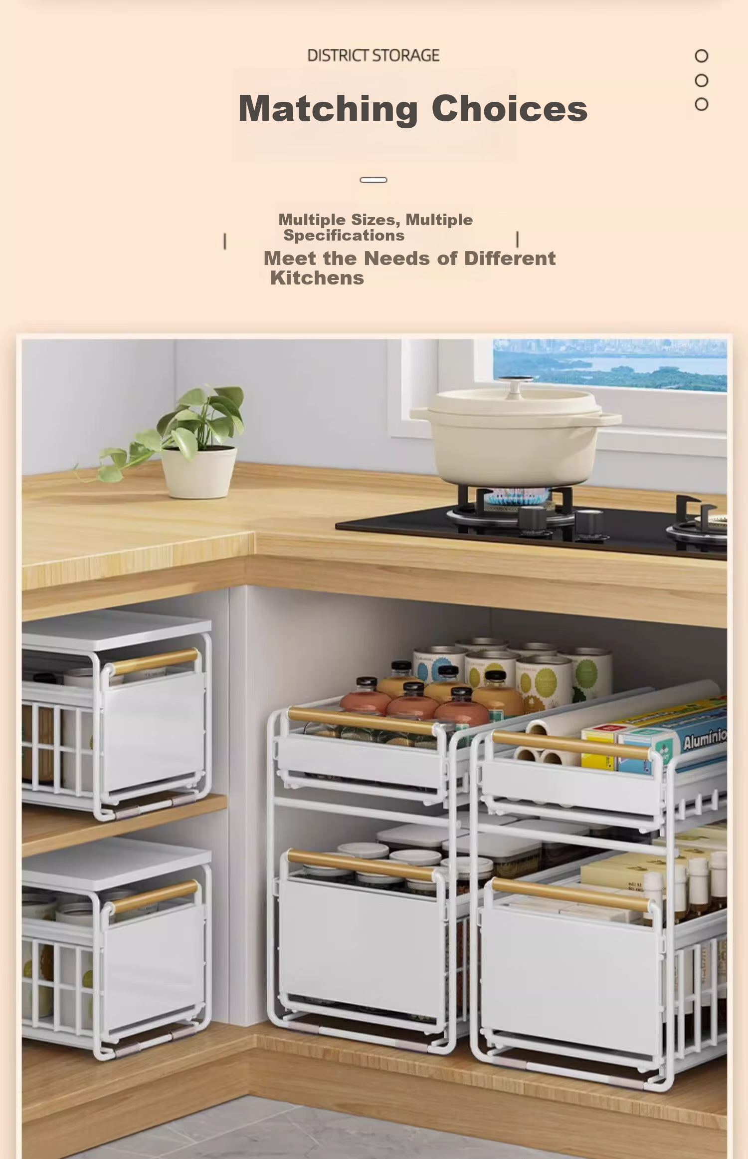 Jiadu Kitchen Cabinet Pull-Out Basket, Under-Sink Storage Rack, Multifunctional Dish And Spice Organizer, Sliding Multi-Layer Shelf 7