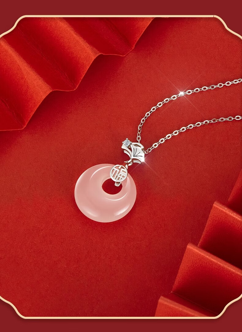 ALLOVE Three Lives with Apricot Pure Silver Necklace for Women, 2026 New Style Peace Buckle Pendant, Birthday Gift for Girlfriend Or Wife 4