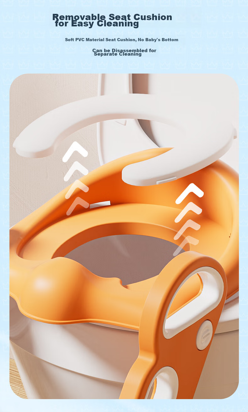 Babyhood Children's Toilet Training Aid, Enlarged And Widened Baby Potty Chair with Step Stool, Soft Cushion Model 132, Fresh Orange 5