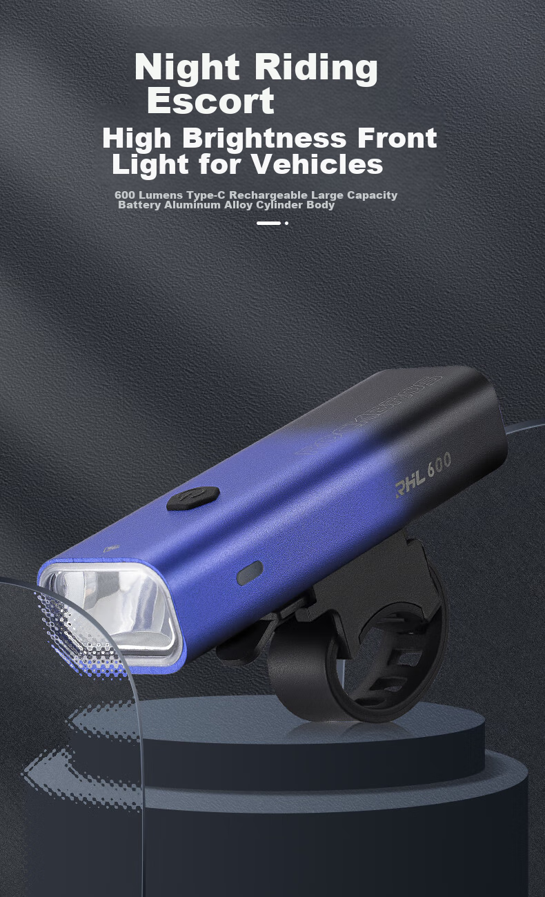 ROCKBROS Bicycle Front Light, High-Beam Night Riding Flashlight, USB Rechargeable, for Road And Mountain Bikes, Cycling Equipment 1