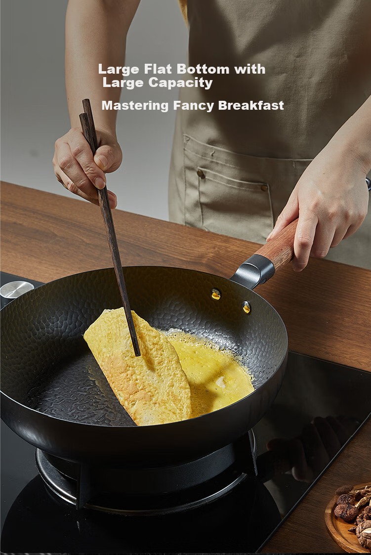 JD Original Frying Pan, Titanium Iron Hammer Pattern Non-Coated Anti-Stick Pan for Eggs And Steak, Compatible with Induction And Gas Stoves, 28cm 2