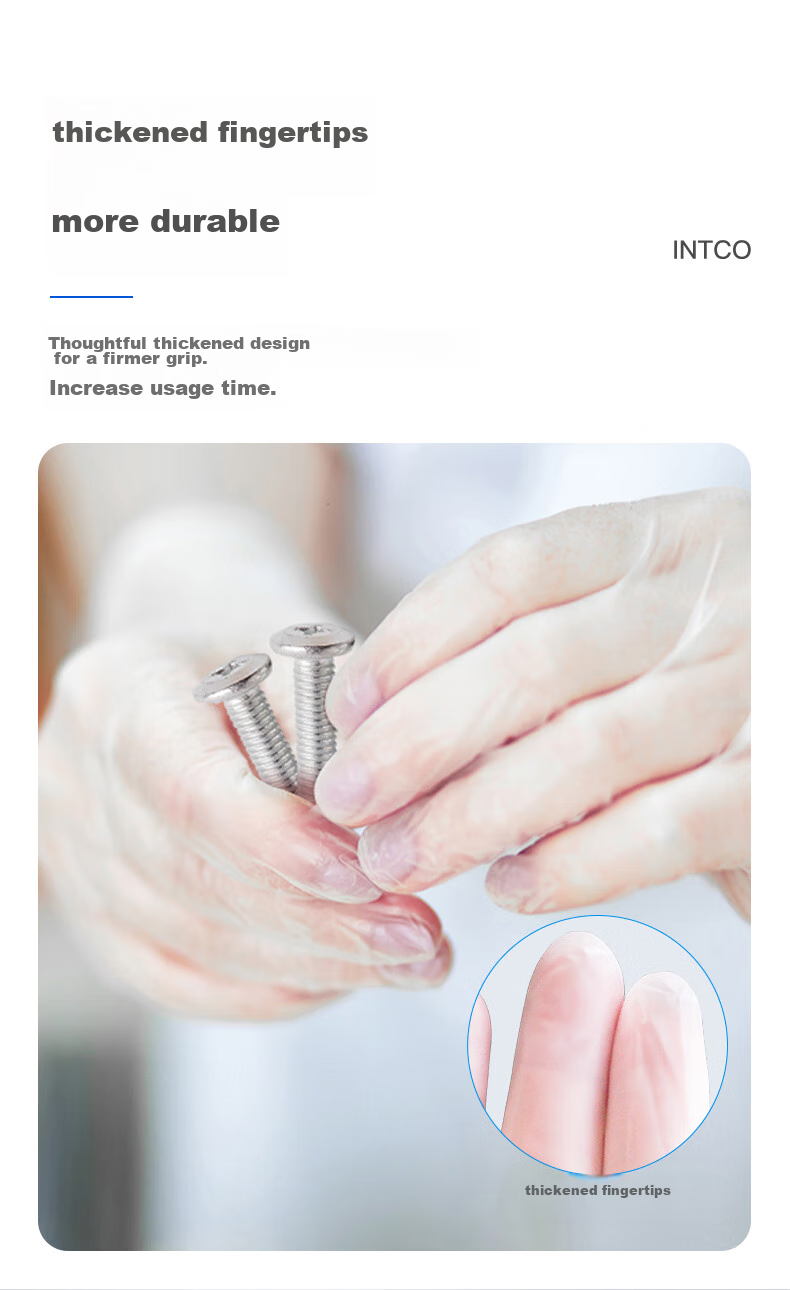 INTCO Disposable PVC Gloves, Household Cleaning And Dishwashing Gloves, Thickened And Durable, 100 Pieces/box, XL Size 8