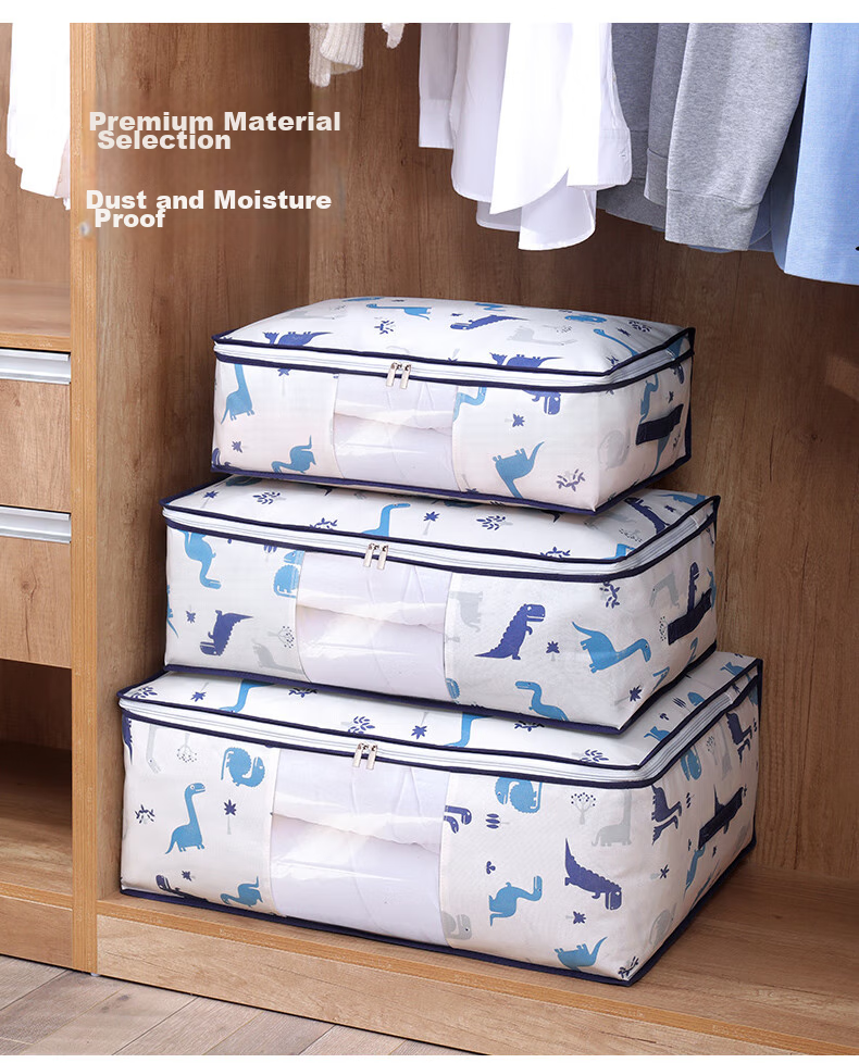 Baicaoyuan Storage Bags for Clothes And Quilts, Moving And Packing Bags, Small Dinosaur Design, Small Size, Pack of 4 14