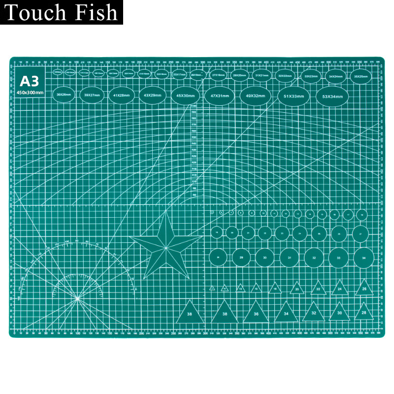 Touch Fish Marker Pad for Drawing, A2 Size, PVC Table Mat, Large Art Craft Paper Cutting Board, Non-Slip Double-Sided, A2 Green, 45X60CM