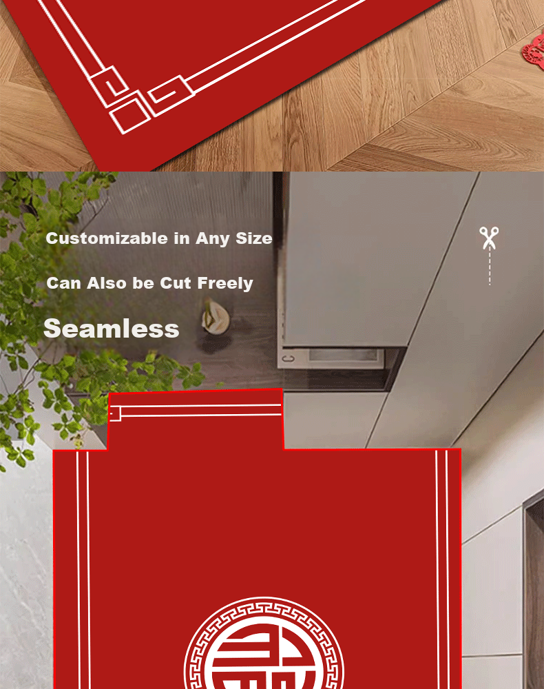 Zunchao Entrance Door Mat, Non-Slip Floor Mat for Home Entrance, New Year Red Foyer Foot Mat, 60*90cm 3