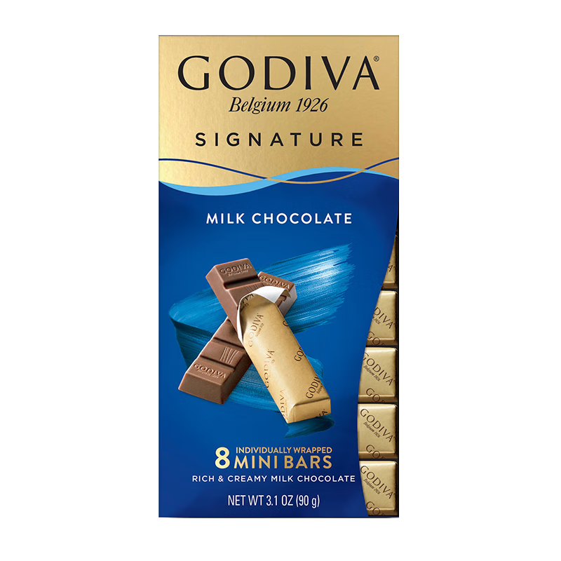 歌帝梵（Godiva）醇享进口牛奶巧克力迷你条90g  休闲零食 糖果 下午茶 伴手礼