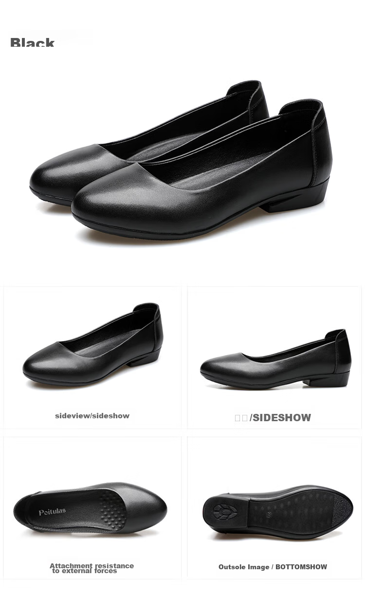 Poitulas Women's Casual Low-Cut Work Shoes, Comfortable Commute Professional Formal Leather Shoes for Women, 8718 Black, Size 39 15