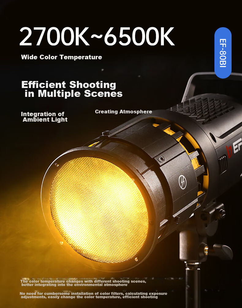 JINBEI EF80BI Fill Light, LED Handheld, Indoor And Outdoor Photography, Videography Interview Lighting, Video Live Streaming Light, Portrait Beauty Food Jewelry Photography Light, Outdoor Portable Constant Soft Light 11