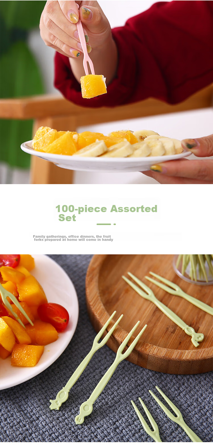 Xingfang Disposable Forks, 100-Piece Set, 50-Piece Set * 2 Boxes, Fruit Picks, Fruit Forks, Children's Cake Forks 6