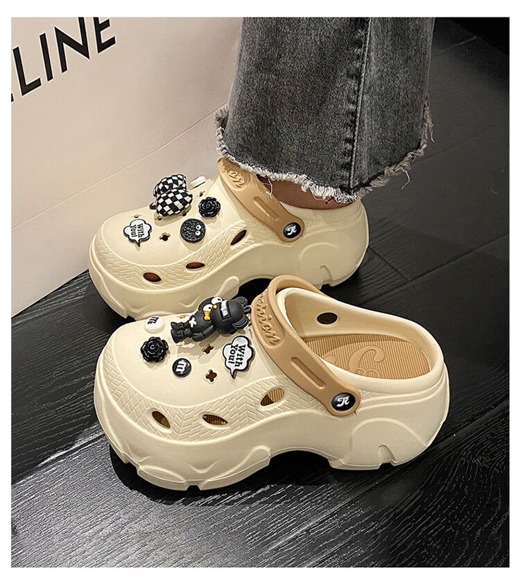 TonLion Women's Shoes 2026 Spring Summer Outdoor Sandals Ladies Closed-Toe Clogs Thick Sole Beach Shoes Black Size 40-41 6