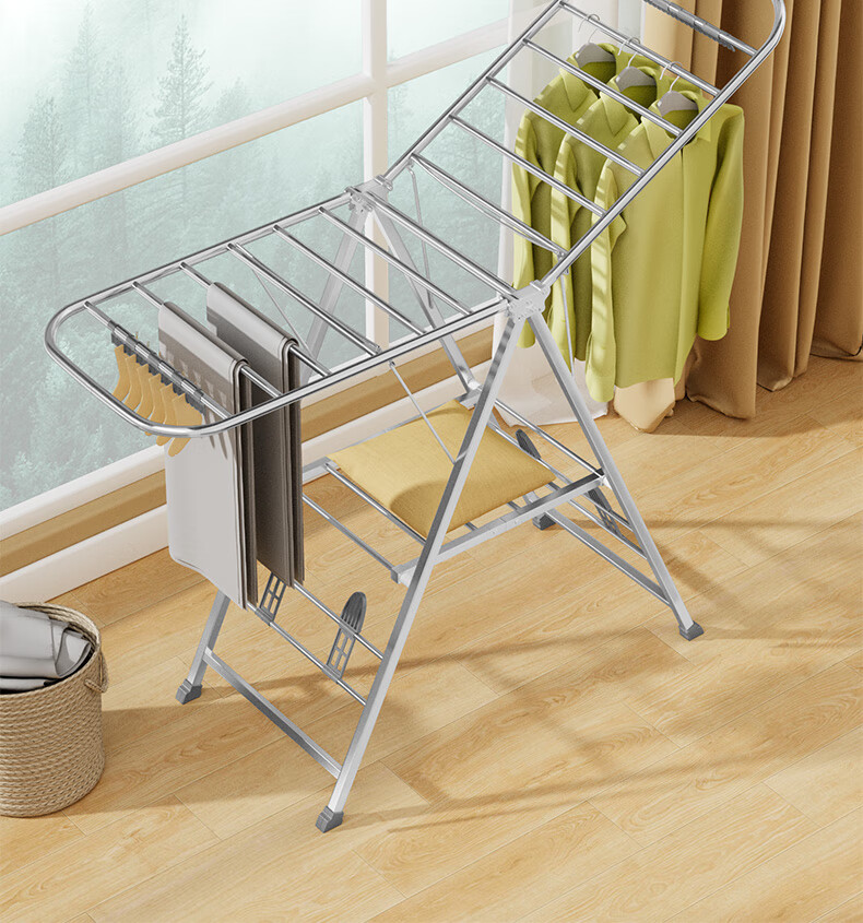 40,000 Kilometers Folding Floor Clothes Drying Rack Stainless Steel Wing-Shaped Indoor Outdoor Balcony Garment Rack 1