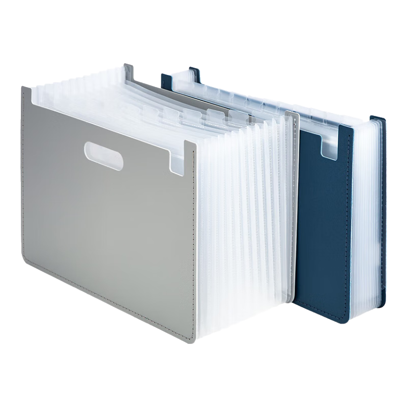 Deli 13-Compartment A4 Vertical Large-Capacity Accordion File Folder, Multi-Layer Extendable Student Office Document Organizer, Elementary to High School Office File Protector, 63951 Light Gray