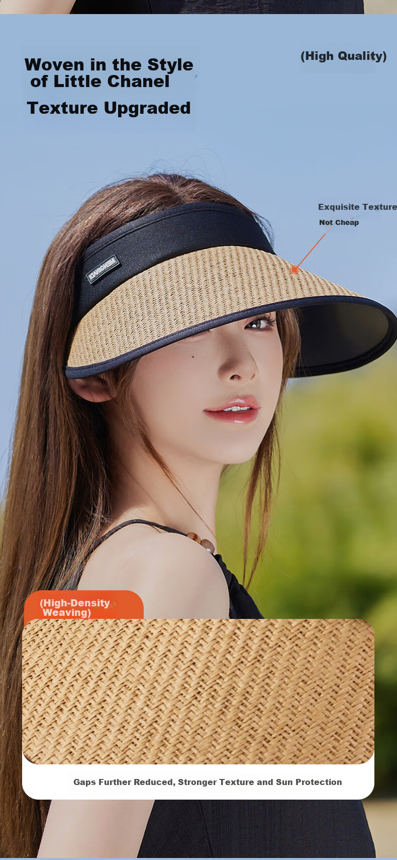 FitonTon Foldable Sun Hat for Women, Summer Outdoor Straw Hat, UV Protection Sun Hat, Beach Hat 4