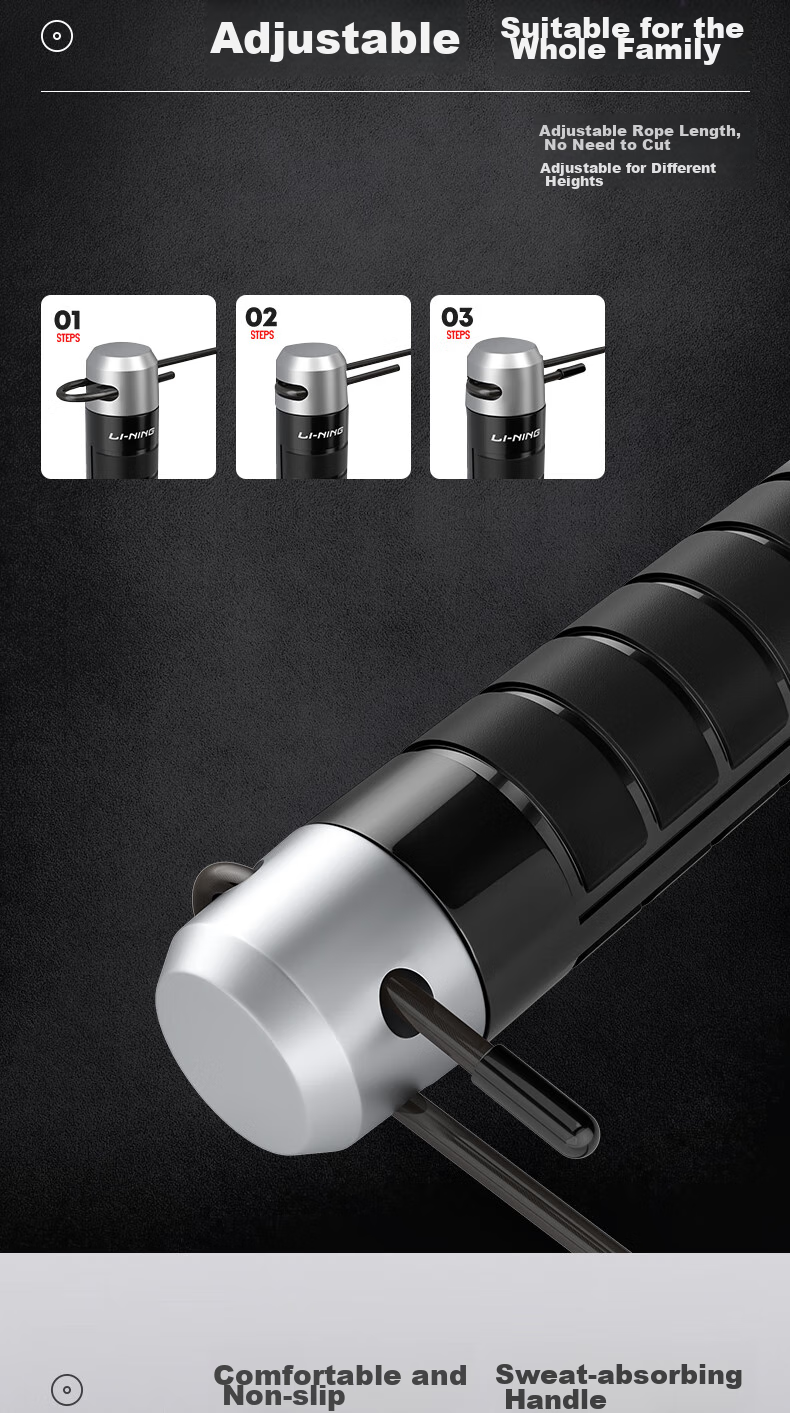 Li-Ning Cordless Jump Rope for Weight Loss, Fitness-Specific Professional Fat-Burning Men's Counting Electronic Weighted Large Ball Rope 10