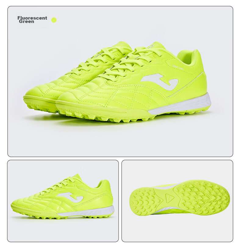 JOMA Soccer Shoes for Children TF Turf Cleats Boys Girls Youth Students Non-Slip Wear-Resistant Football Training Shoes Fluorescent Green Size 36 23