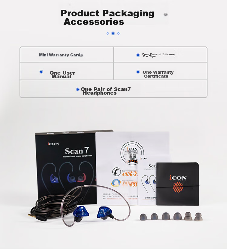 Aiken Scan7 In-Ear Monitoring Headphones, Blue, Wired Earbuds for Live Streaming And Broadcasting, with 3-Meter Cable, for Mid to Low Frequency Monitoring 20