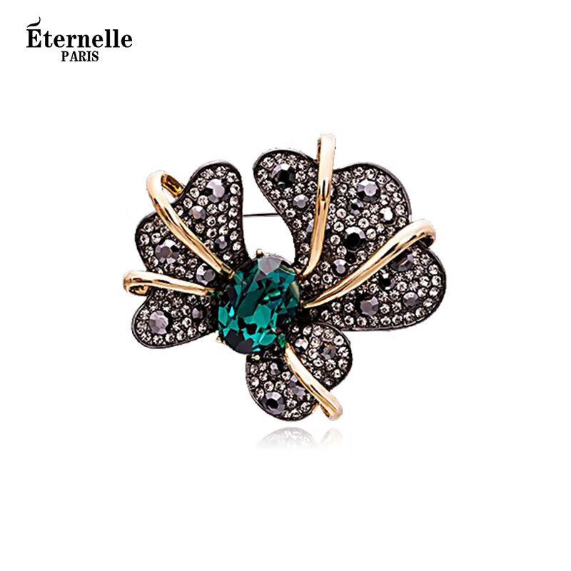 Eternelle French Eternal European Vintage Iris Brooch, Women's High-End Jewelry, Austrian Crystal Corsage, Vintage Gree