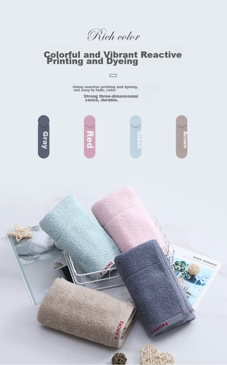 KING SHORE Towel Gift Box, Pure Cotton Thickened Absorbent Sports Face Towel, Household Gift Box Single Pack, Green 76*33 98G 7