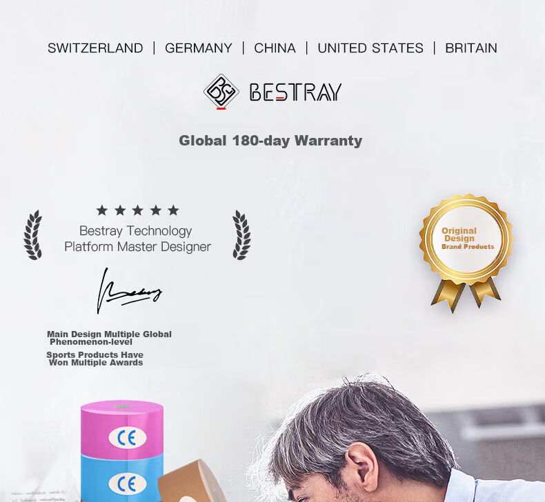 Bestray Muscle Tape, Self-Adhesive Kinesiology Tape, Sports Bandage, Athletic Knee-Specific Tape, Muscle Taping 1