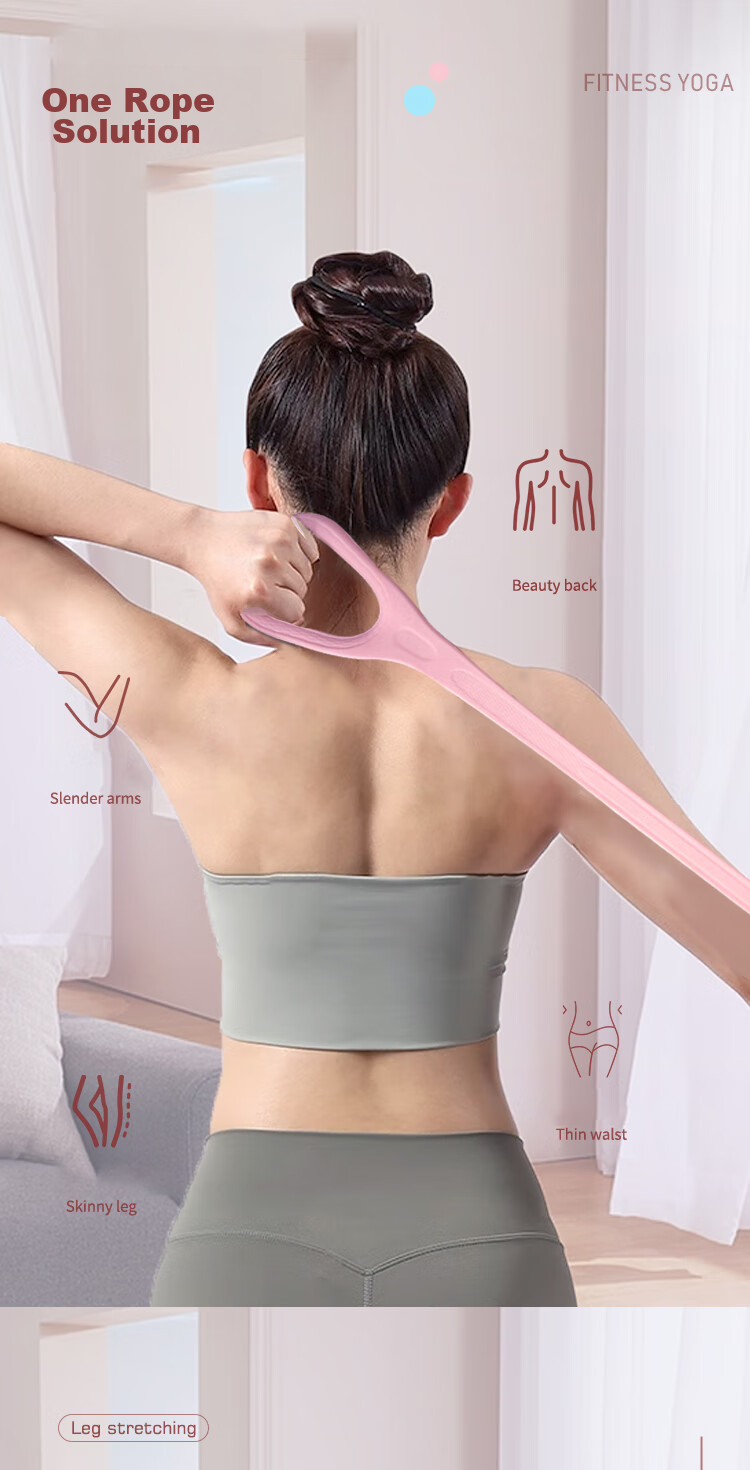 Duweike 8-Character Resistance Band Back Training Equipment, Shoulder And Neck Stretching Eight-Shaped Elastic Rope, Home Yoga Back Opener, Pink, 15 Pounds 5