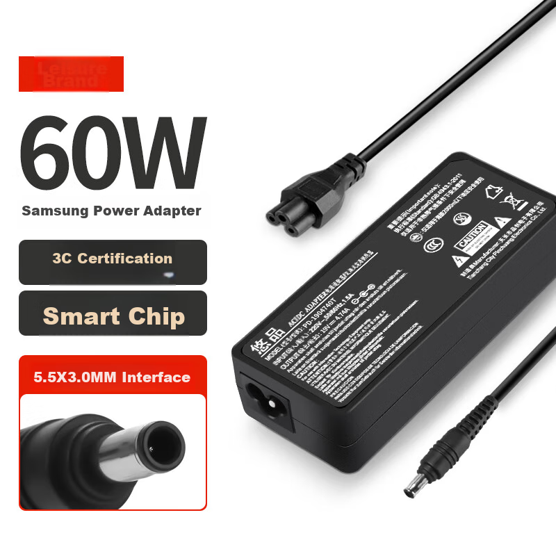 Youpin Three-Star Laptop Charger, 19V3.16A 60W Universal, Compatible with 270E5K RV411 415 R428 R429 R458 R467, Computer Power Adapter Cable
