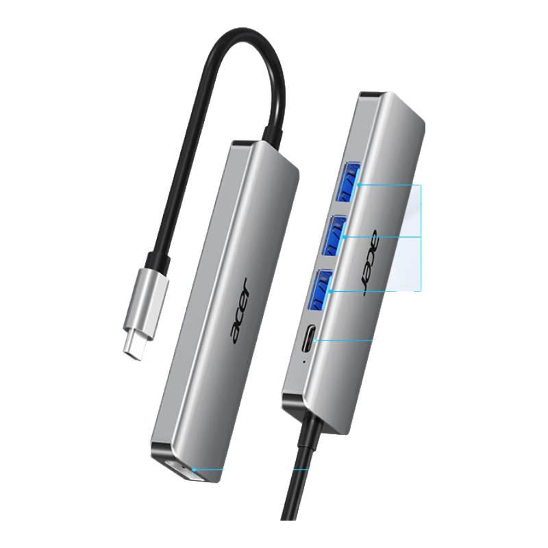 Acer Type-C Expansion Dock, USB2.0 Hub, DP Adapter, 8K30Hz Screen Mirroring, PD Charging, Compatible with MacBook And Huawei Computers, Five-In Converter