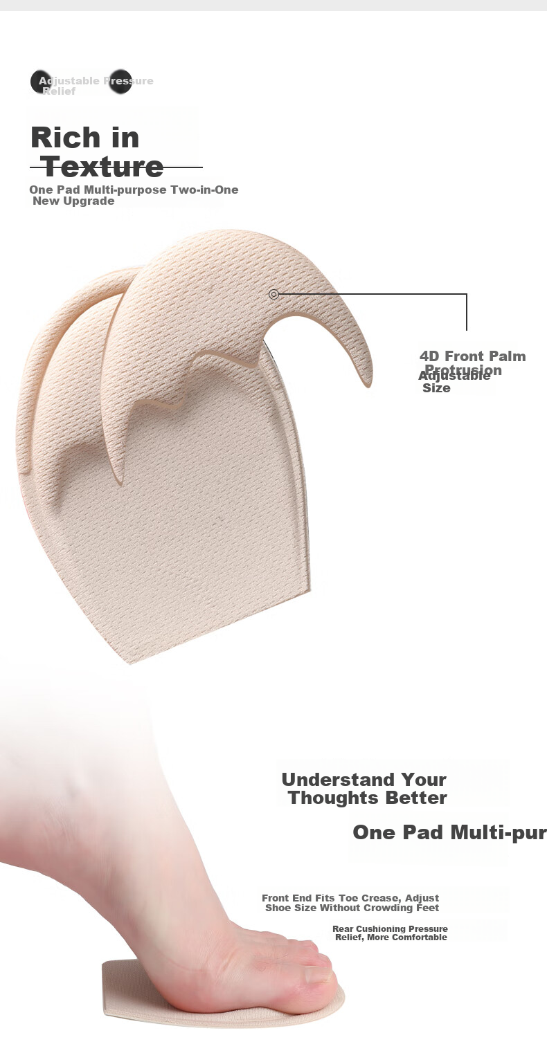 FOOTOPPO Front Palm Pad Half Pad for Women's High Heels And Leather Shoes, Semi-Sized Shoe Insoles, Thickened Shoe Inserts, Foot Pads And Cushions for Shoes That Are Too Big 8