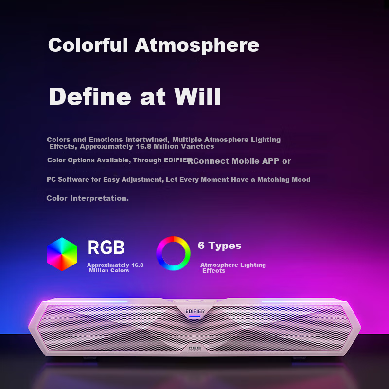 Компьютерные колонки Edifier M30 Plus, саундбар для ПК, игровая акустика с RGB подсветкой, цвет вишневая роза, подарок на День Святого Валентина