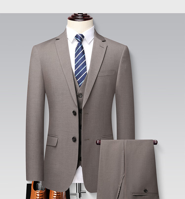 ROMON Wool Suit Set for Men, Slim Fit Professional Formal Wear, Business And Wedding Attire for Me 9