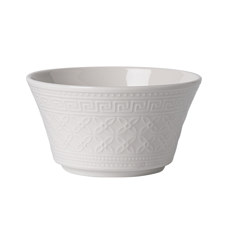 JD Original Noodle Bowl, Soup Noodle Rice Bowl Tableware Ceramic Large Size for Home Use, Embossed Fendan Bailu, Bowl 6 Inches * 2