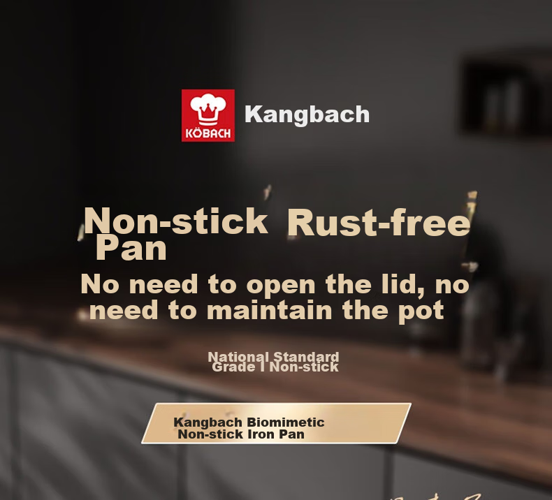 Kobach Wok Iron Pan Non-Stick Frying Pan, Uncoated Bionic Non-Stick Iron Pan, Suitable for Stove, 34cm 1
