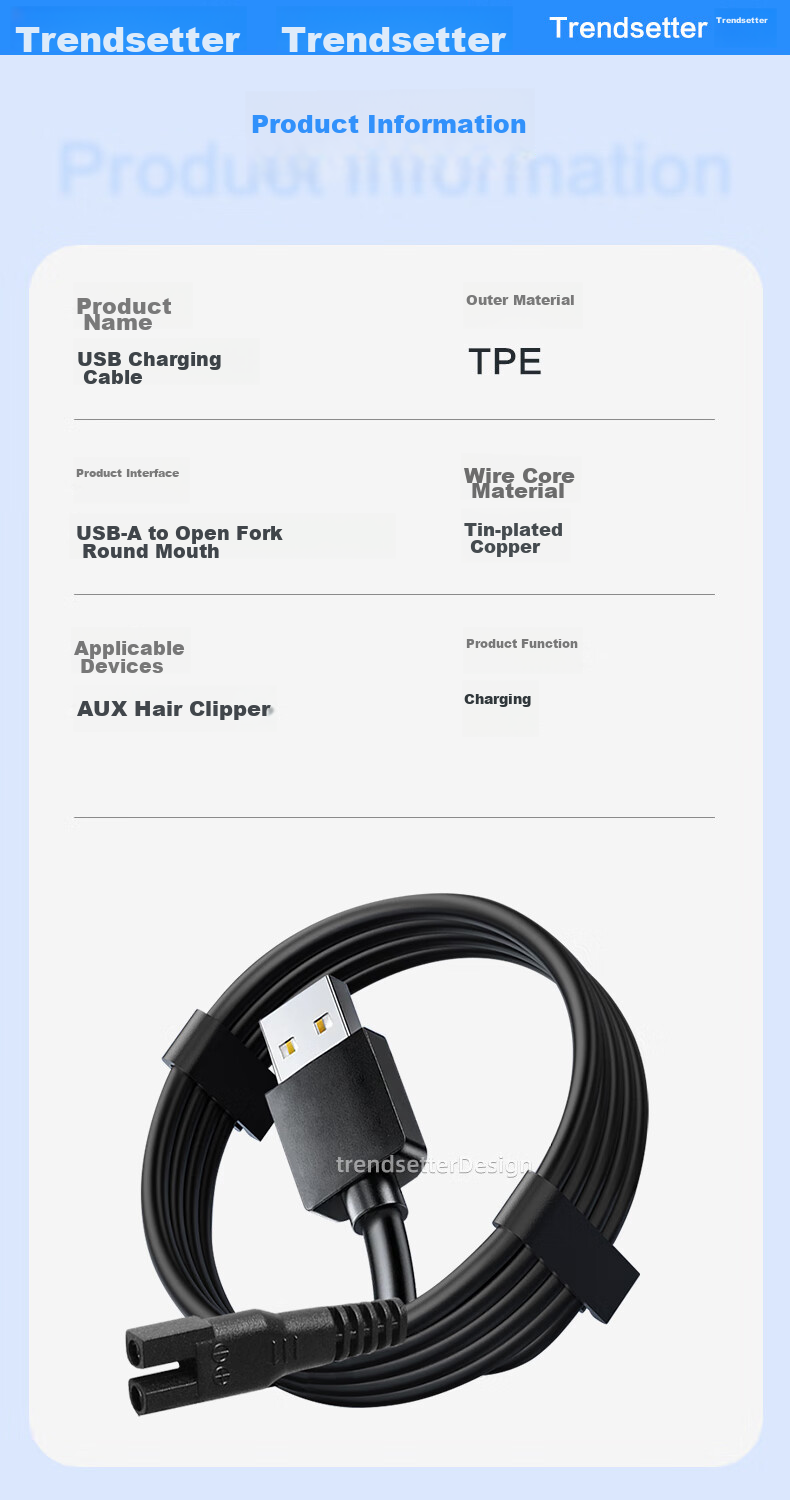 Chaofan Compatible Charging Cable for AUX Shaver, Hair Clipper Charger Cable, Power Cord Accessories for A1 A5 A6 A7 A8 S7 S8 X1 Hair Trimmer And Electric Scissors 10