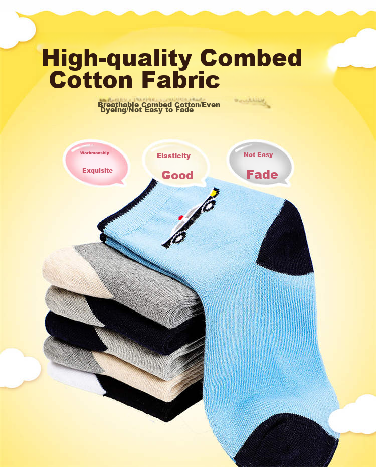LangSha Kids Boys Mid-Calf Socks Spring Autumn Comfortable Sweat-Absorbing Breathable Antibacterial Cotton Sports Socks for School Children 5