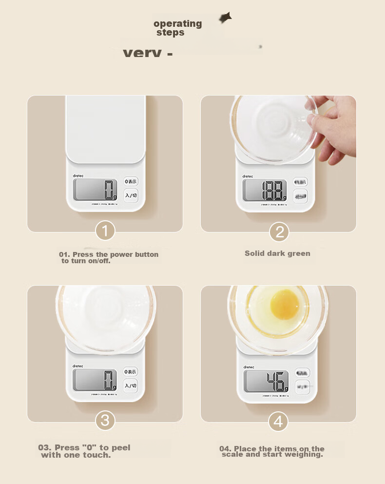 Dretec , Japanese Imported Brand, Kitchen Small Household High-Precision Electronic Scale, Gram Scale, Food Scale, Baking Scale, Frosted Scale, Noodle Scale 13