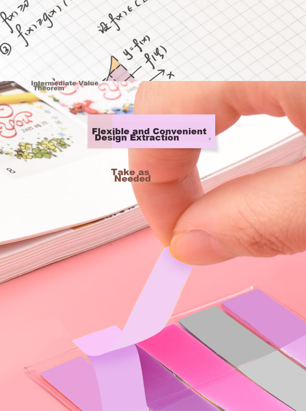 3M Sticky Notes, Memo Pads/Note Paper/Notepad, Office Supplies, School Stationery, Colorful Flowers, 5-Color Sticky Notes with Pull-Out Labels, 688MC-3 8