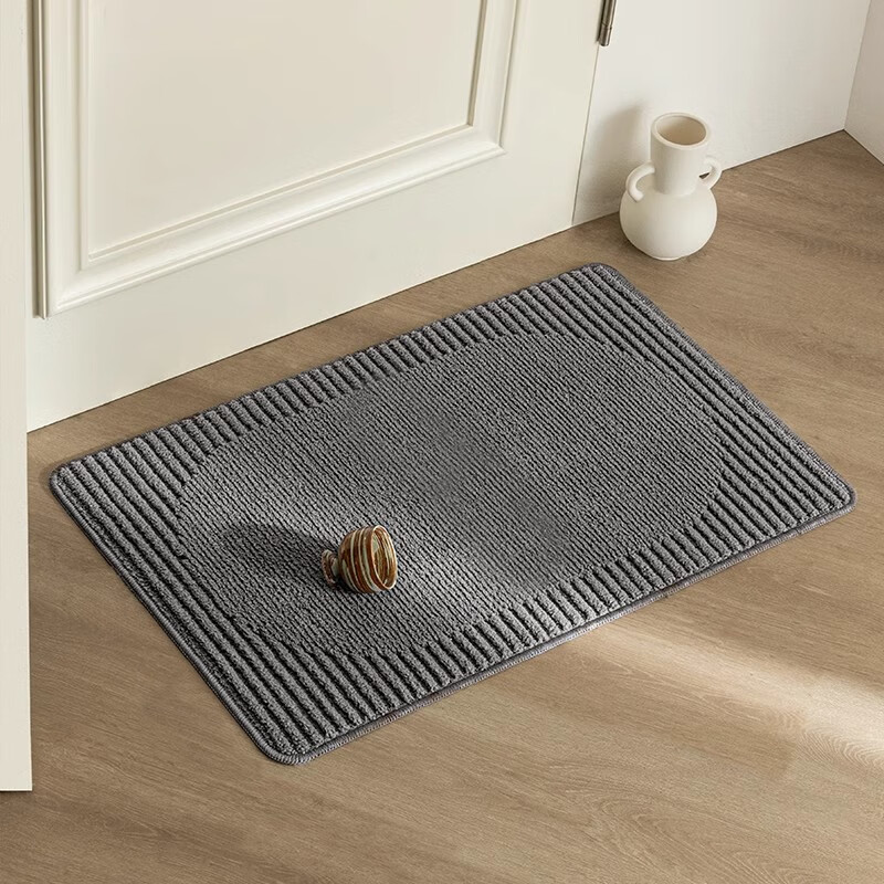 BULULOM Bathroom Non-Slip Foot Mat, Absorbent Bath Mat, Thickened Door Mat, Natural - Dark Gray 50*80cm