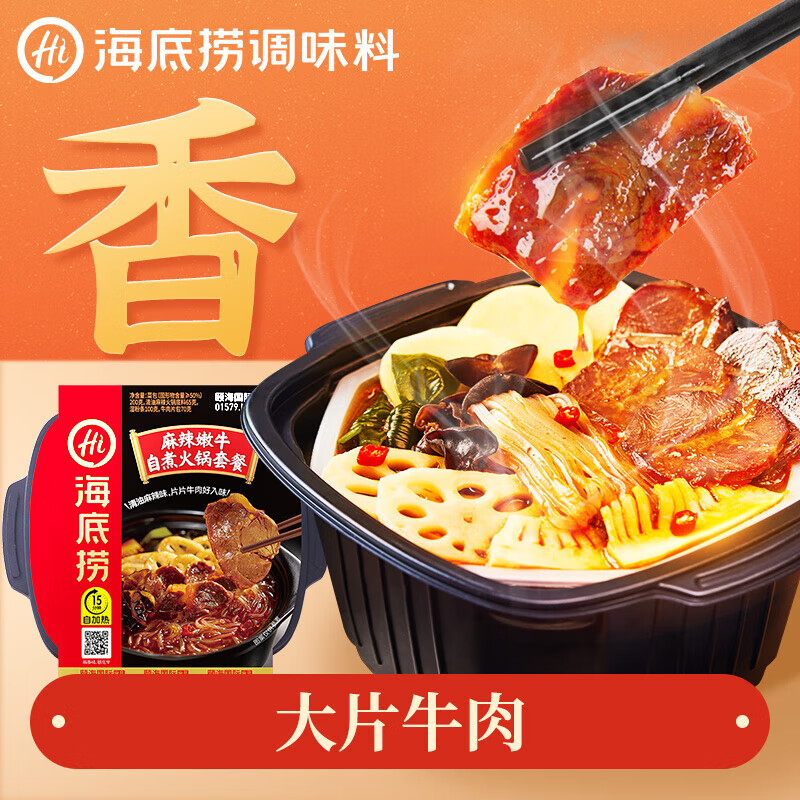 海底捞自热火锅 方便速食免煮大克重分享装 4口味4盒装1635g