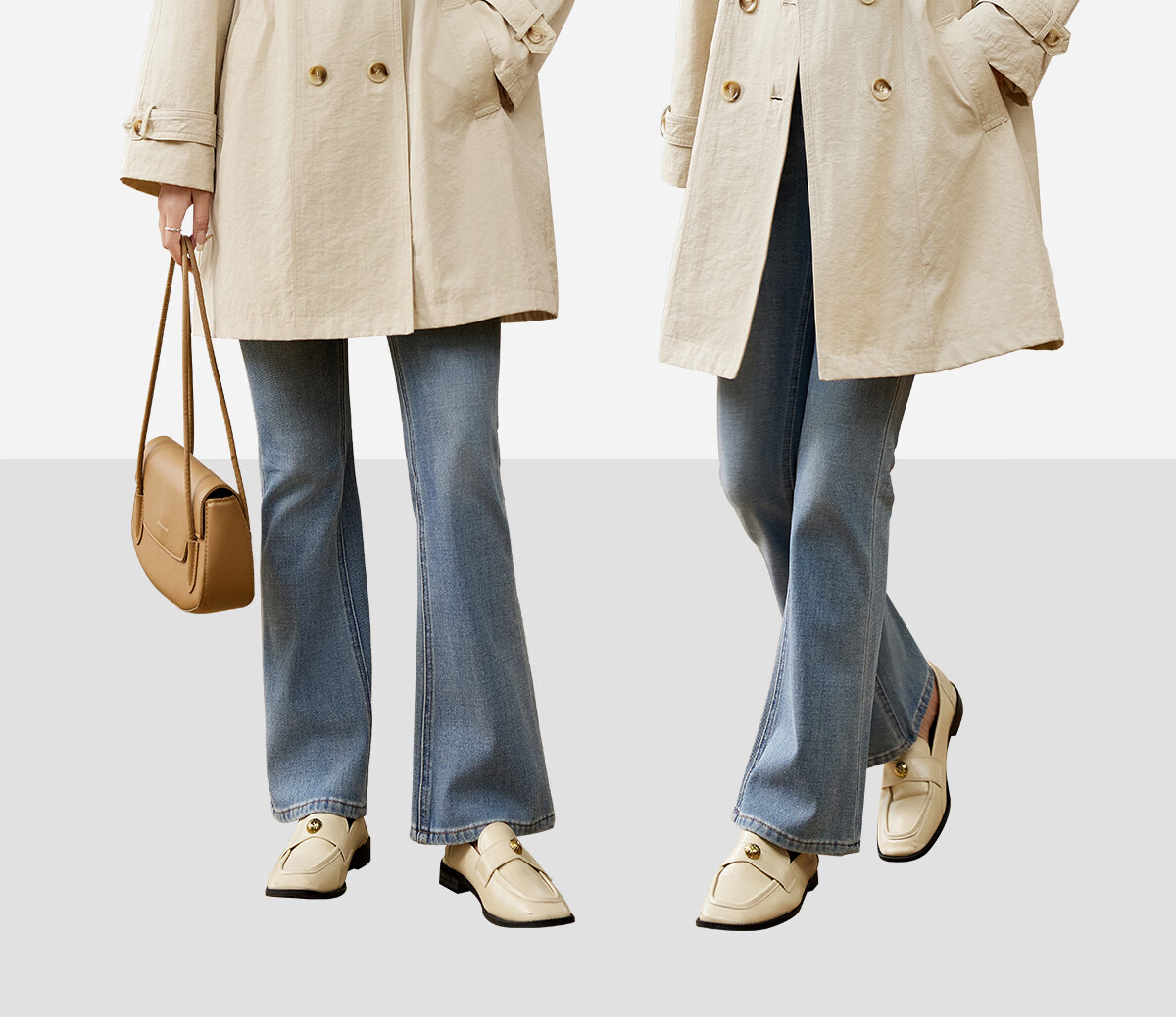 Taxiang Elegant Windbreaker Jacket for Women, Khaki Color, Mid-Length Coat, Spring And Autumn Thin Casual Outerwear T51D021 3