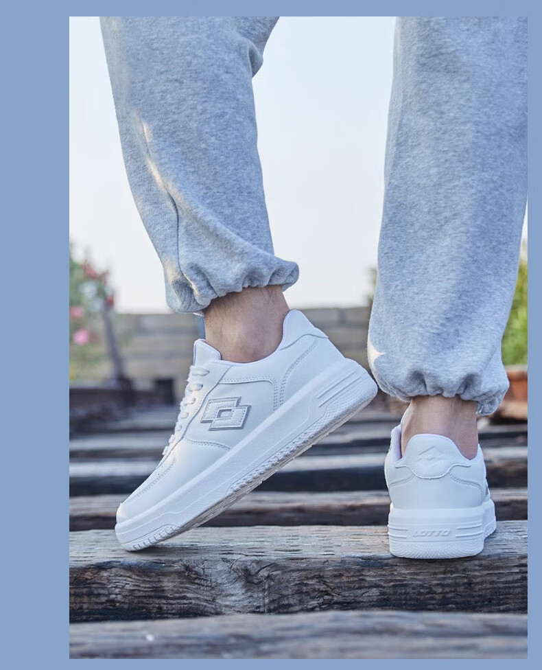 LOTTO Men's Autumn Leather Sports Sneakers Casual Student Versatile Shoes Light Oatmeal 42 9
