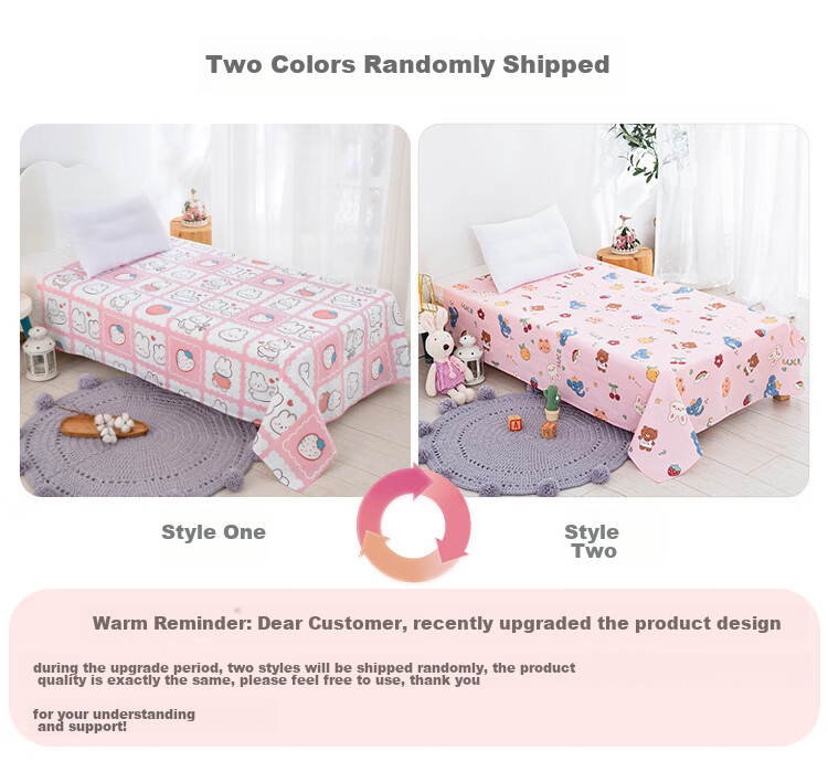 9I9 Children's Cotton Bed Sheet, Baby Bed Sheet, Newborn Bedding, Kindergarten School Supplies, All Seasons, Class A, A159 Pink 3