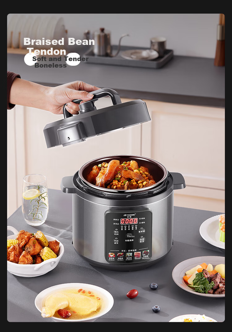PESKOE Electric Pressure Cooker, High-Pressure Cooker, 6L Dual Inner Pot for Home Use, Multi-Functional Rice Cooker, LJ60C-02YD 3