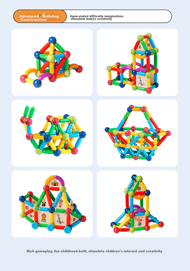 MAGPLAYER Magnetic Building Blocks Toy Set for Children, 120 Pieces, Birthday Gift for Boys And Girls Aged 3-6 14
