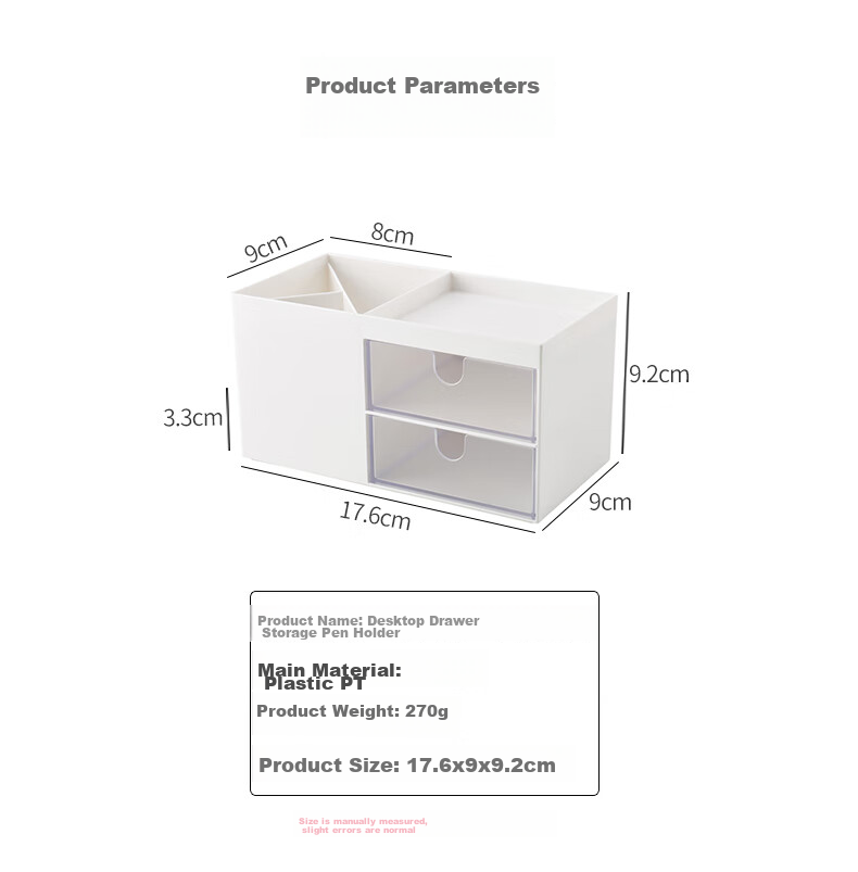 Jindeli Simple Desktop Pen Holder Storage Box, Multifunctional High-Value Light Luxury Drawer, Office Desk Stationery Dormitory Office Supplies Organizer, Large Capacity Blue SN132 3
