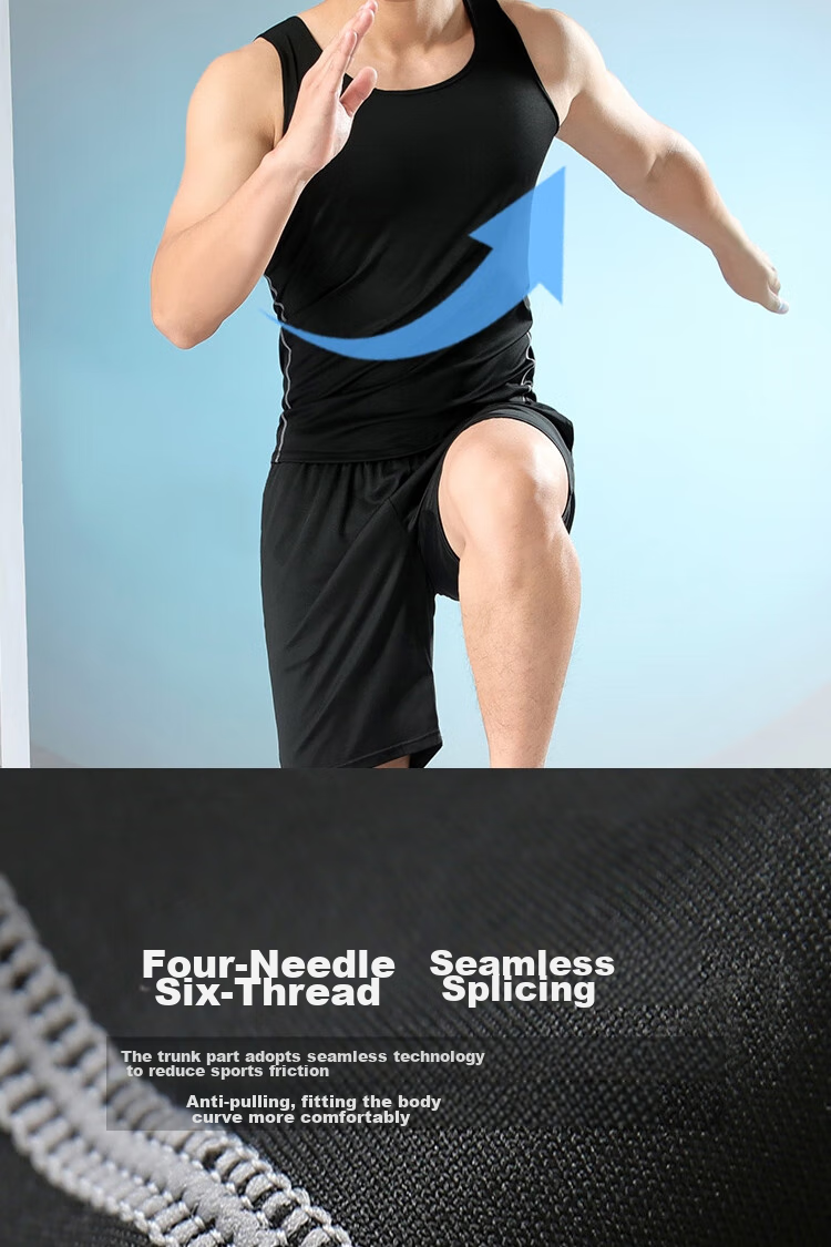FANDIMU Men's Sports Running Tank Top, Tight-Fitting Breathable Comprehensive Training Fitness Basketball Sleeveless T-Shirt Top, Two-Piece Set 5
